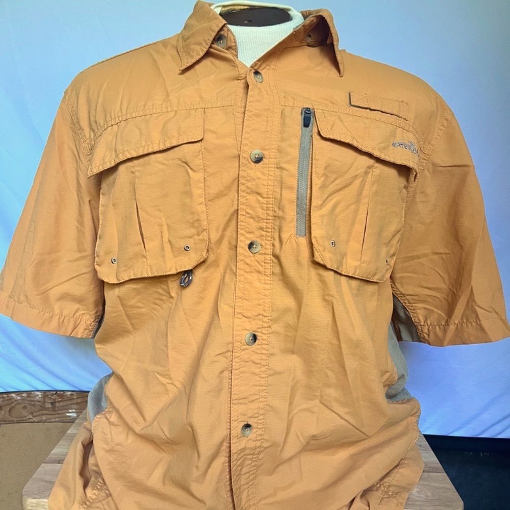 Natural Gear Outdoor Orange Button-Up Shirt with Pockets Men’s Size Medium
